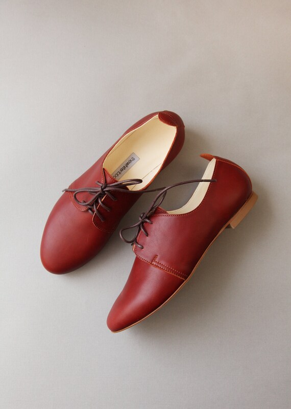 Maroon Oxford Shoes Derby Shoes in Dark 