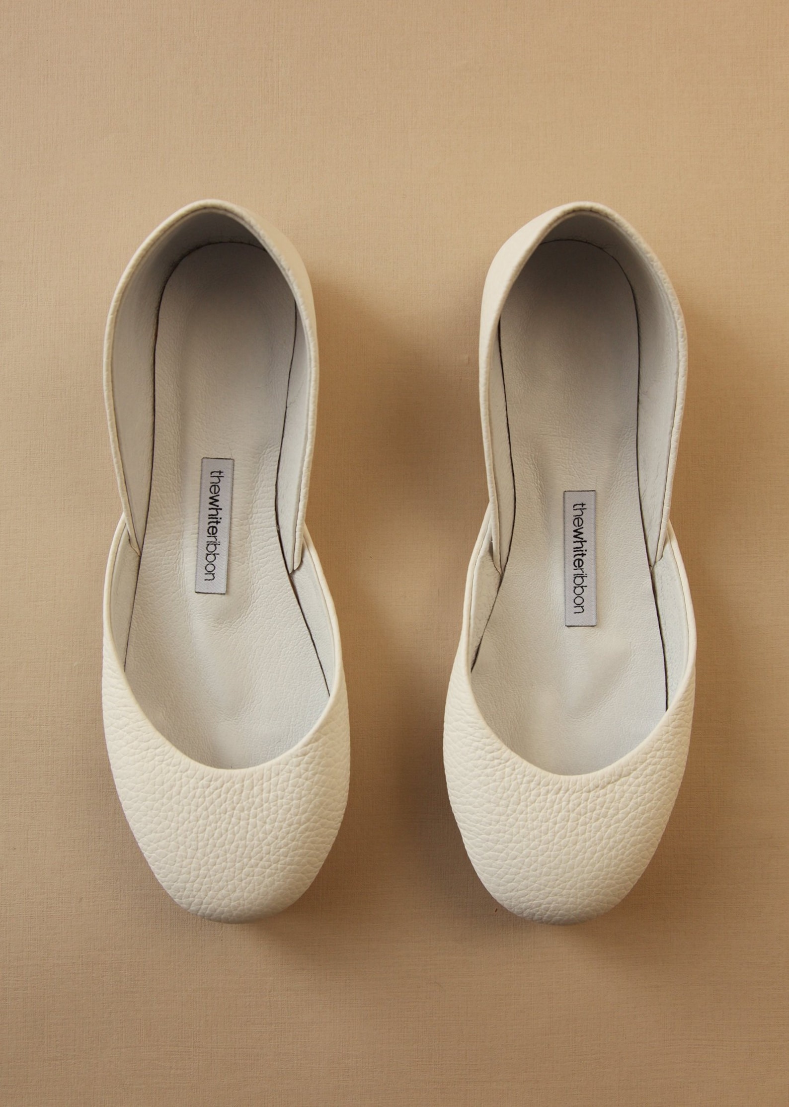 the classic ballet flats in ivory textured | pointe style shoes | standard width | ivory textured | classic cut | ready to ship