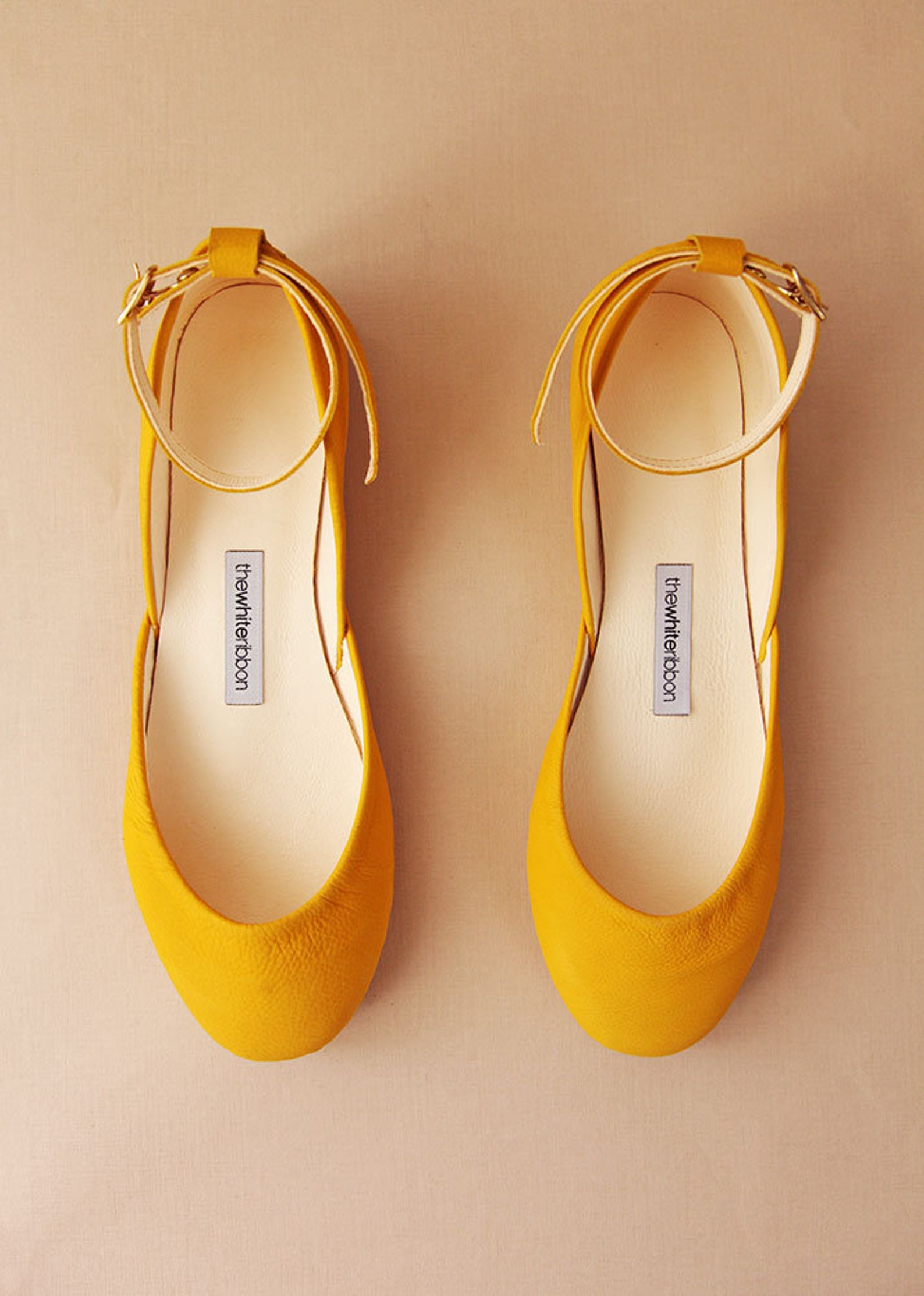 yellow nubuck ballet flats with leather ankle ribbons | classic model | standard width | honey yellow mary janes yellow nubuck ballet flats with leather ankle ribbons | classic model | standard width | honey yellow mary janes