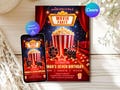 Movie Night Birthday Party Invite, Cinema Night Invitation Template, Hollywood Theme, Canva Editable, Instant Download product logo