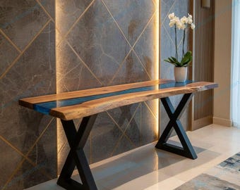 Natural Wood & Epoxy Resin Console Table | Handmade Entryway Table | Modern Home Accent