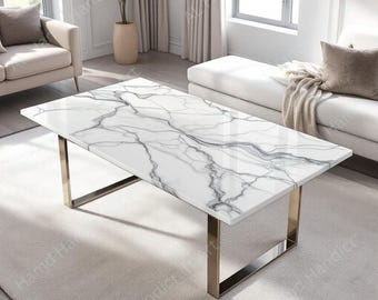 ホワイトイタリアンマーブル長方形コーヒー＆ダイニングテーブル、ユニークなテーブル、ホームデコレーション