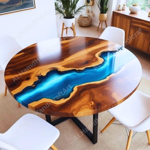 Blue Ocean Epoxy Resin Dining Table: Natural Wood Coffee Table Home decor