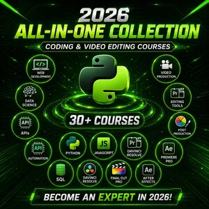Pakiet mistrzowski umiejętności zawodowych 2026 | Szkolenia z programowania, narzędzi AI, automatyzacji i edycji wideo