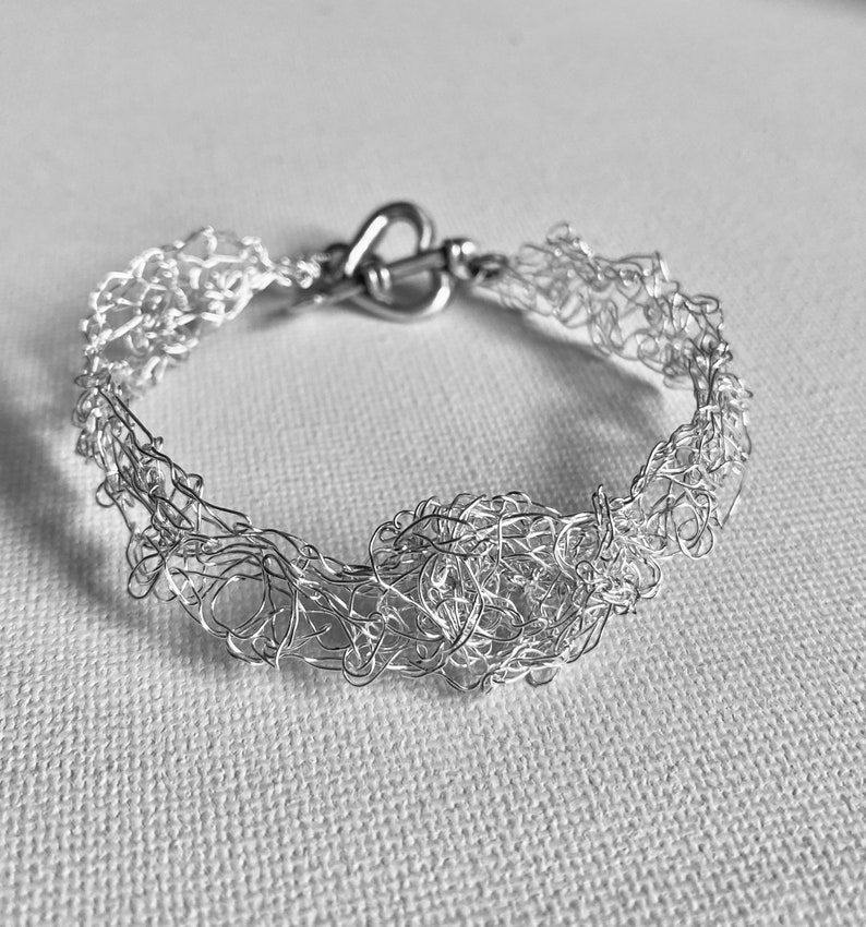 Silver Wirecrochet Bracelet Sterling Heart Toggle Clasp - Etsy