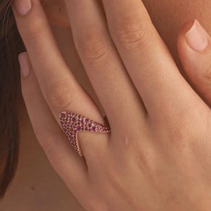 Stunning Ruby Vanki Ring 925 Sterling Silver Boomerang Vanki Ring Engagement Ring Adjustable Ring Big Vanki Ring Proposal Ring Gift For Her