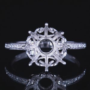 10mm Round Cut Semi Mount Ring 925 Sterling Silver Ring Halo Mounting Ring Engagement Ring Fancy Ring Wedding Ring Gift For Her