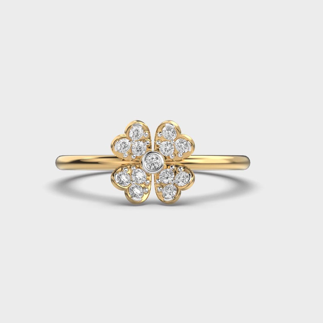 Lucky Clover Round Ring Beautiful Round Cut Ring 925 Sterling Silver ...