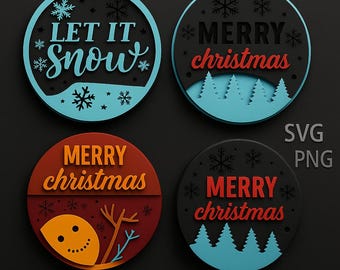 Christmas Ornament SVG Bundle, 3D Laser Cut Files (Digital Download)