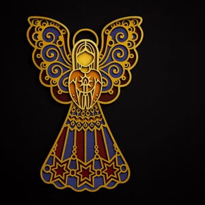 Angelo a strati SVG / Scatola delle ombre in carta ritagliata 3D, decorazione natalizia (download digitale)