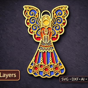 Engel SVG. Laser cut Datei. Lagenbau. Sperrholzzuschnitt. CNC. Mandala Sperrholz