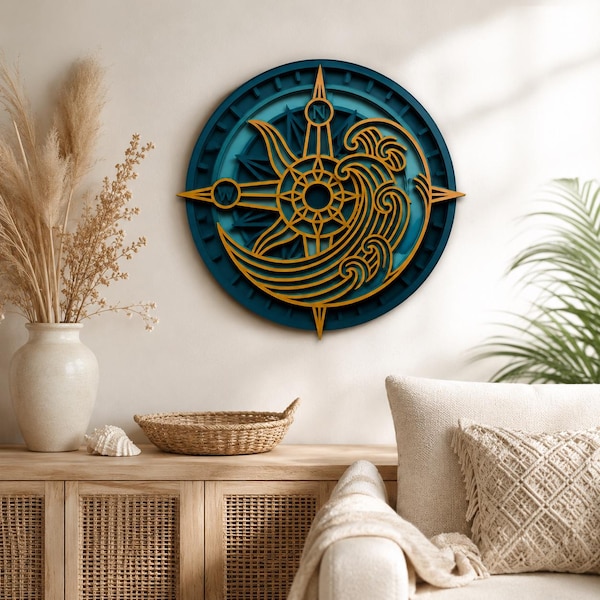 Compass Layered Svg Compass Ship Laser Cut - Etsy UK