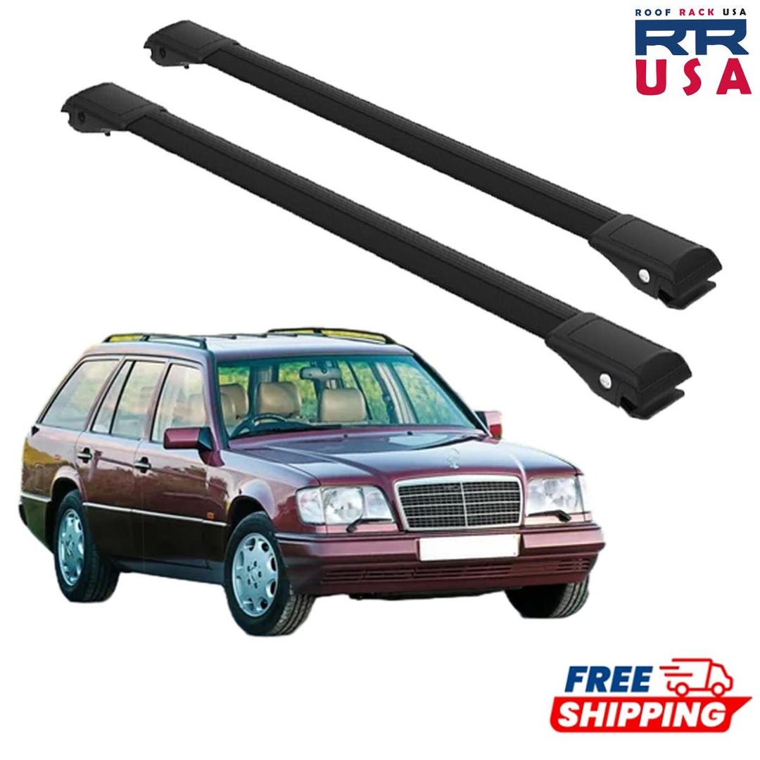 Barres De Toit Noires Pour Mercedes E Class S124 Break (1985-1996) - 2 Pièces, Charge 100kg