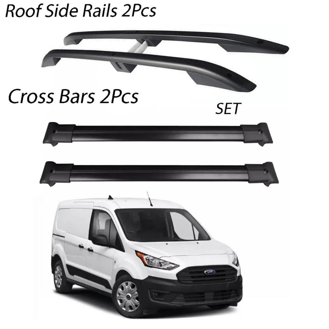 Roof Side Rails And CrossBars Ful Set Black For Ford Transit Connect
