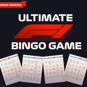 Formula 1 Bingo Game | Party Game for F1 Fans | 8 Unique Versions | Race Day Activity | Instant Download | Printable PDF | Watching Party