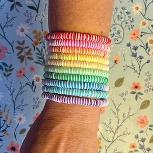 Bright/white clay bead bracelets, multiple colors available