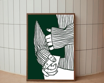 Hands Illustration Art Print: Trendy Wall Decor (Digital Download)
