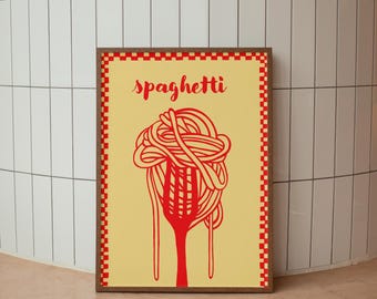 Spaghetti trendy wall art, Kitchen Print, Dining Room Print