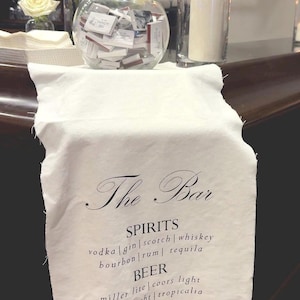 Customized Fabric Linen Bar Sign, Wedding Bar Signage, Bar Sign, Signature Cocktails Sign, Wedding Drink Menu - 18 x 50
