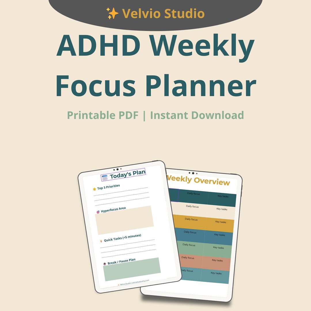 ADHD Weekly Focus Planner PDF | Printable Digital Download ...