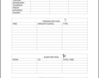 Minimalist Baby Daily Log for families: Feeding & Diaper Tracker (A4 Printable PDF)