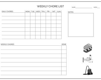 Minimalist Weekly Chore List Printable | Family Cleaning Schedule (A4 PDF)