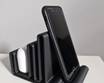 Multi-Device Phone Stand STL | 3D Printable Organizer for Phone, Wallet & Accessories