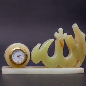 Marble Clock for Office Desk-Handcrafted Onyx Marble Table Clock-Vintage Onyx Marble Clock