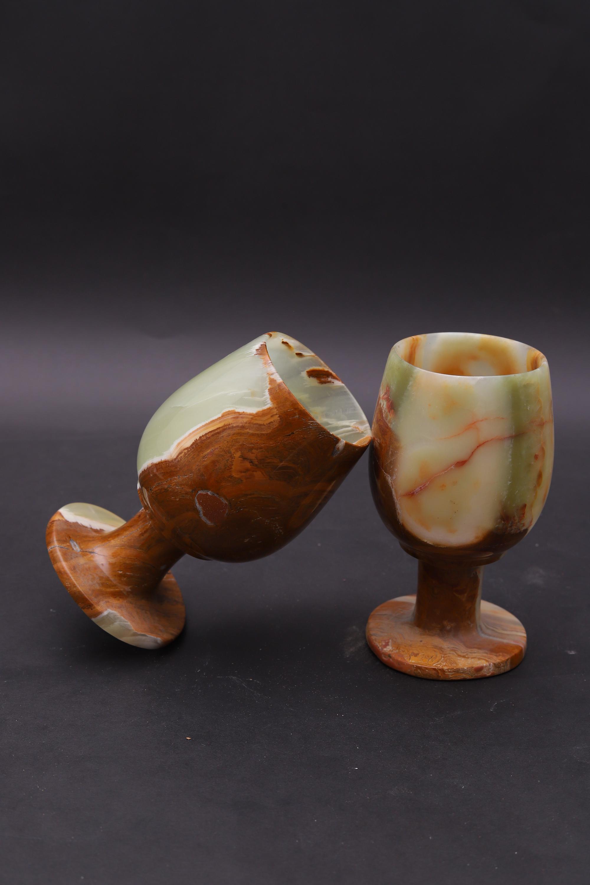 Natural Marble Onyx Goblet Set of 6 –handcrafted Natural Stone Wine ...
