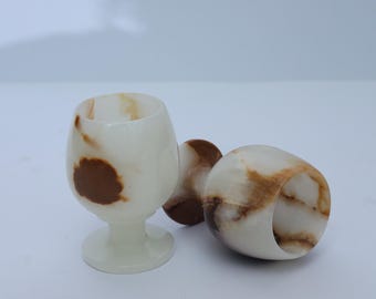 Vintage Onyx Cordial Glasses, Set of 6, Natural Stone Barware