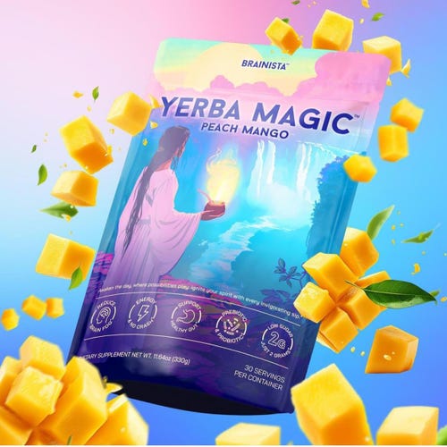 Yerba Magic Instant Yerba Mate Tea Powder – Peach Mango Flavor – 30 Servings
