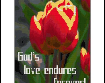 God's Love Endures Cross Stitch Sampler Pattern