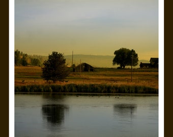 Golden Sunrise Reflection Digital Photograph