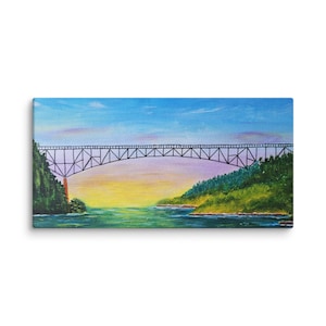 Deception Pass Bridge Acrylic on Canvas Print 16x32