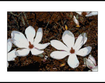 Magnolias Digital Cross Stitch Pattern