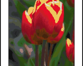 Love Tulips Cross Stitch Pattern