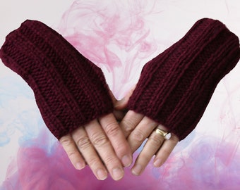 Comfy knitted ribbed fingerless gloves PDF Pattern