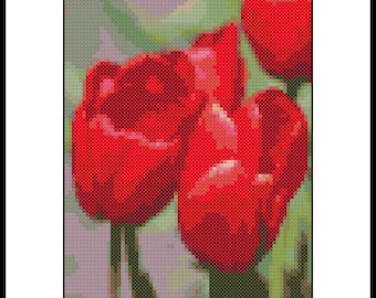 Luscious Tulips Cross Stitch Pattern