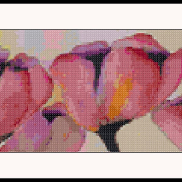 Lavish Watercolor Tulips Cross Stitch Pattern