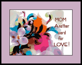 Mom Floral Cross Stitch Sampler Pattern