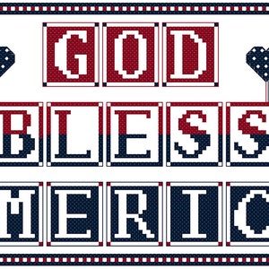 God Bless America Cross Stitch Sampler Pattern