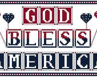 God Bless America Cross Stitch Sampler Pattern