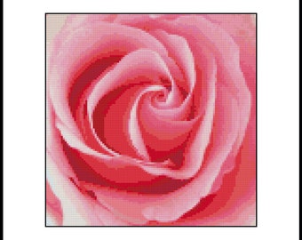 Pink Rose Up Close Cross Stitch Pattern