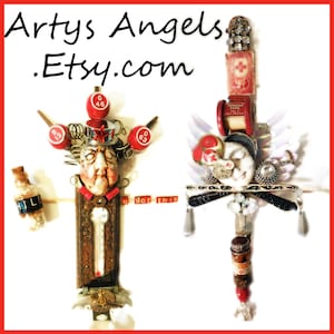 Angel Sculptures, Guardian Angel Watch Over You, Recycled Auto Parts, Assemblage Mixed Media for Guy, Altered Art Angels by Susie Kunzelman