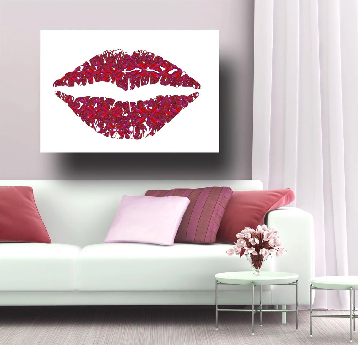Lips Poster, Painting of Lips, Kiss Artwork, Abstract Art of Lips ...