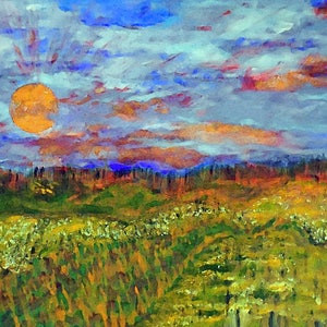 Monet Like Painting, Impressionism Art, Impressionistic Landscape, Sunset Painting on Canvas, Sunset Wall Art, LANDSCAPE PAINTING Canvas image 1