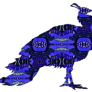 peacock art, peacock painting, peacock wall art, peacock print, bluebird, blue bird wall art, bird wall art, peacock poster, royal blue