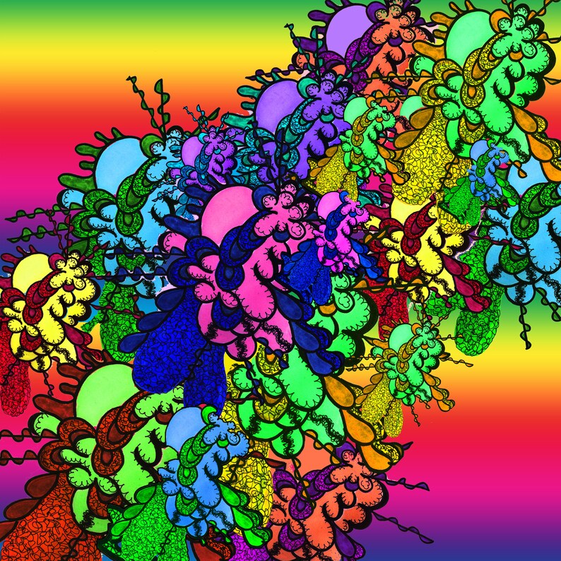 Squiggles and Circles Large Art Painting Giant Abstract | Etsy