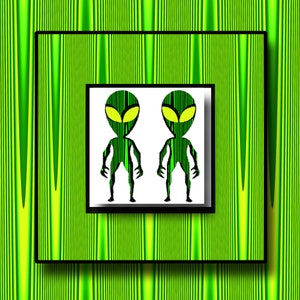 Alien Art Print, Aliens Poster, Picture of Aliens, Funny Picture of Aliens, Wood Grain, Whimisical Artwork Prints by Susie Kunzelman