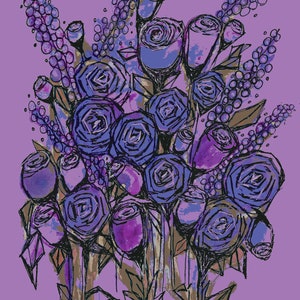 Water Color Art, Watercolors Painting, Water Colors Painting, Water Color Flowers, Purple Roses Painting, Yellow Roses Painting